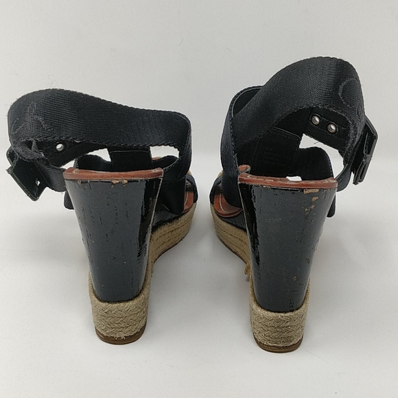 Coach Black Maryanne Logo Platform Sandal Size 7.5 - Picture 3 of 8